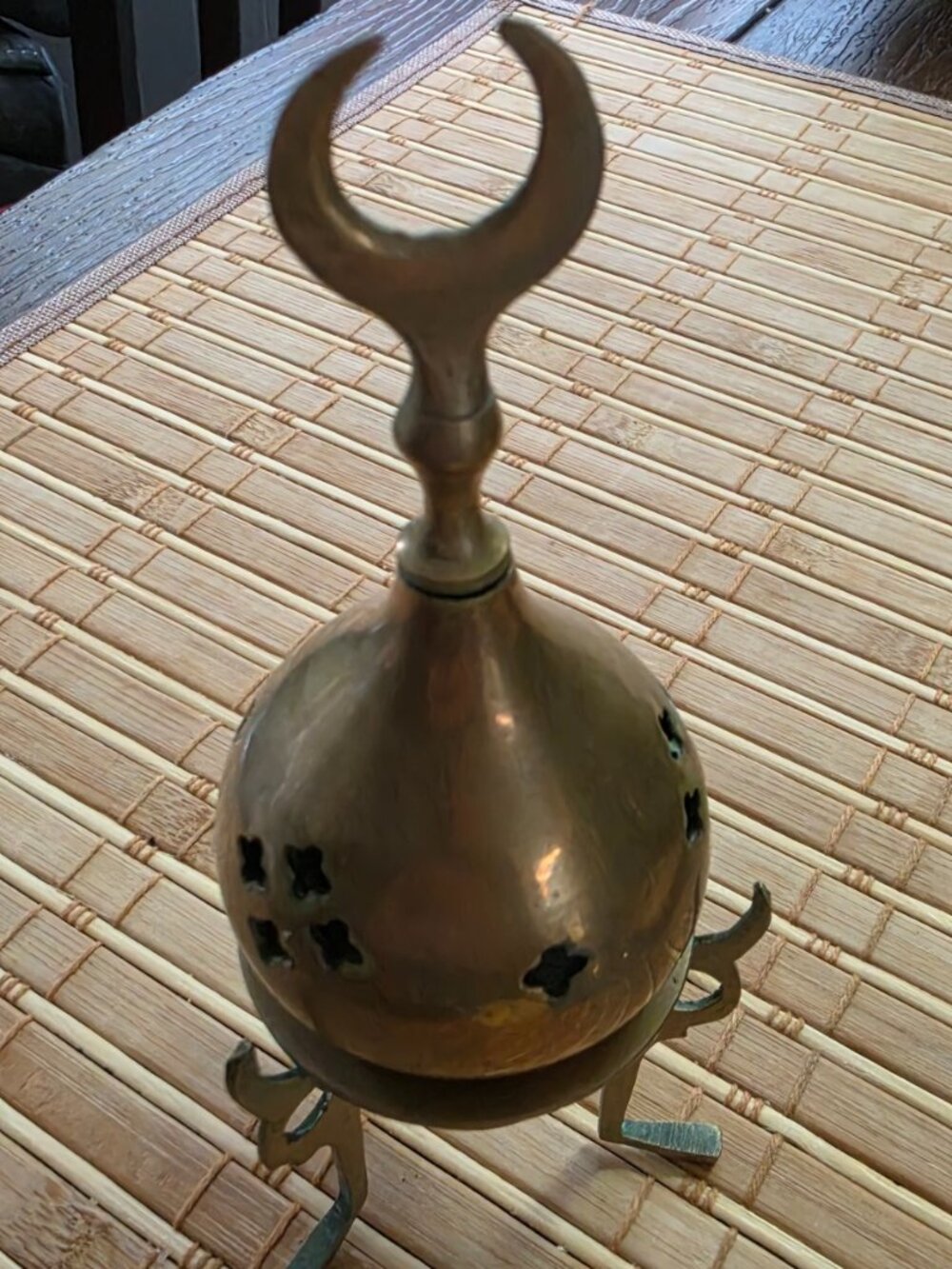 Brass Crescent tripod incense burner